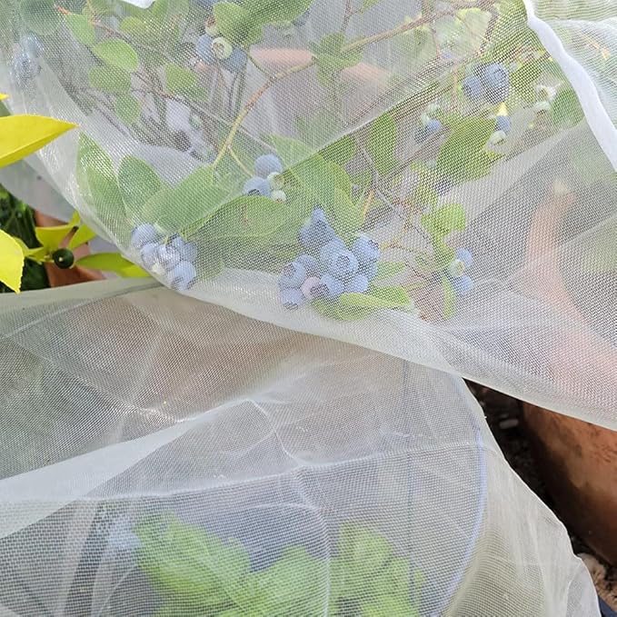 Garden Netting for Bird, Insect and Bug Cover 10x50FT | Multiple Size White Mesh Fabric Mosquito Net for Fruit & Vegetable Protection | Agricultural Strawberry, BlackBerry & Berry Plant Barrier