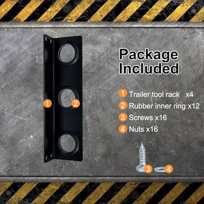 lifgarfe 6 Hole Hand Tool Holder Rack Tool Storage Rack fit for lanscaping Trailer and Truck