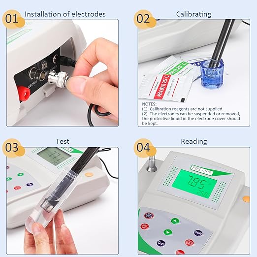 Lab Benchtop pH Meter - Digital Bench Top pH Meter and Electrode,Laboratory ph Meter for Liquid,0.01 pH Accuracy,with Data Storage Function