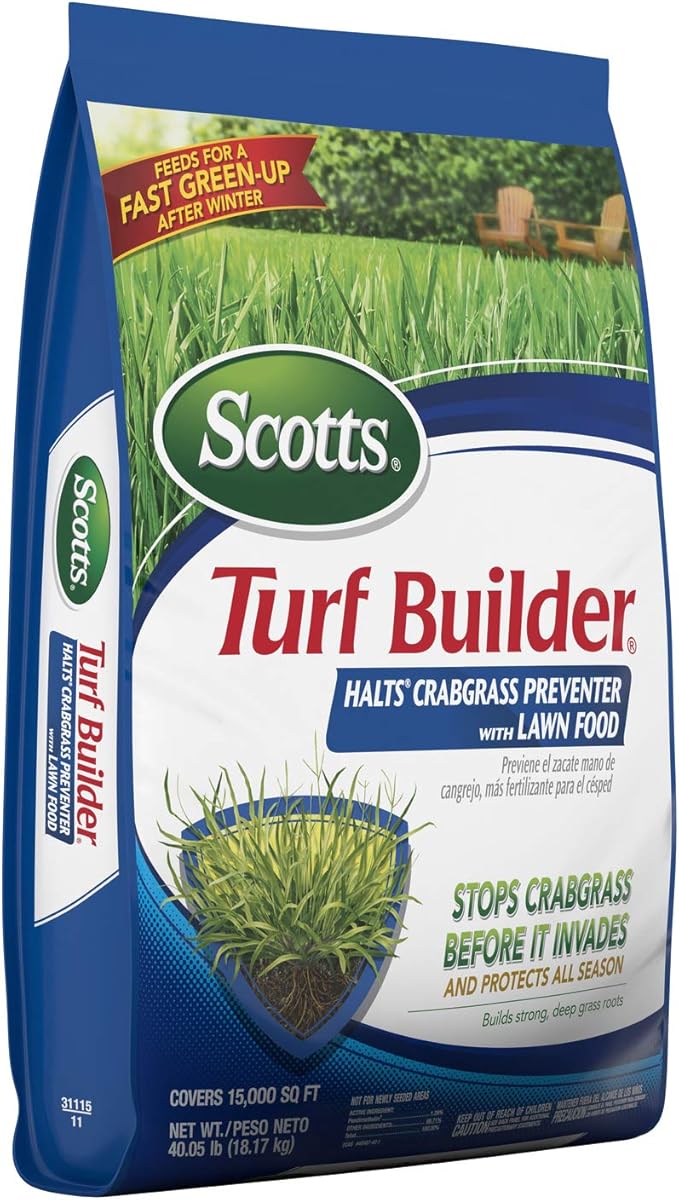 Scotts Turf Builder Halts Crabgrass Preventer with Lawn Food - Pre-Emergent Weed Killer, Lawn Fertilizer, 15,000 sq. ft., 40.05 lbs. (2-Pack)