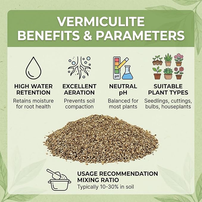 Sukh Vermiculite - Organic Vermiculite for Plants Fine Horticultural Vermiculite Soil Amendments Vermiculite Bulk Soil Additive Perfect for Potted Plants and Garden Professional (3-6MM, 1.9 Pounds)