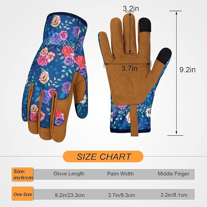 Leather Gardening Gloves for Women Thorn Proof Garden Gloves Touch Screen Working Gloves Gifts,M