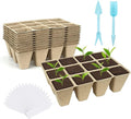 10 Pack Peat Pots, 120 Cells Biodegradable Seedling Starter Trays, Peat Pots for seedlings, Seed Starter Kit for Planting Seeds with 20 Plant Labels for Indoor Outdoor Garden