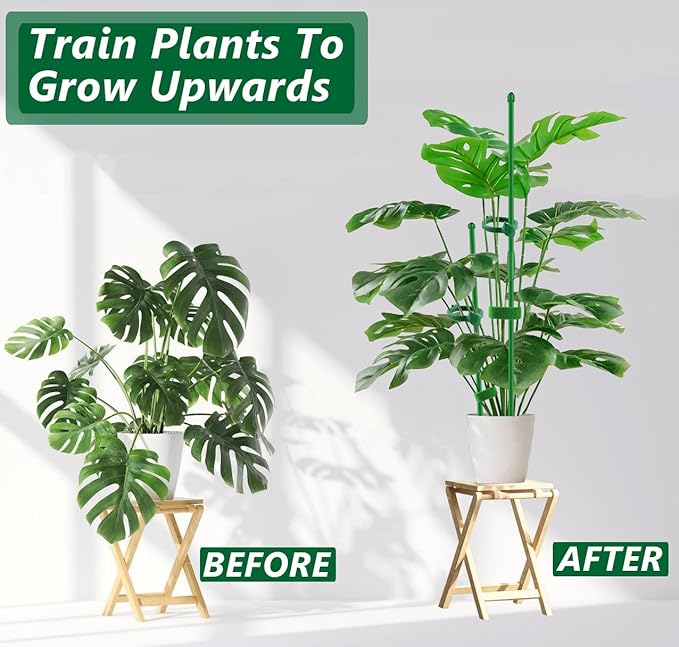 20Pcs Plant Support Stakes 17inch &11inch,Toylin Adjustable Length Plant Support Stake Orchid Stick with Clips for Indoor Outdoor,Garden Pole for Potted Orchid Tomato Vegetables