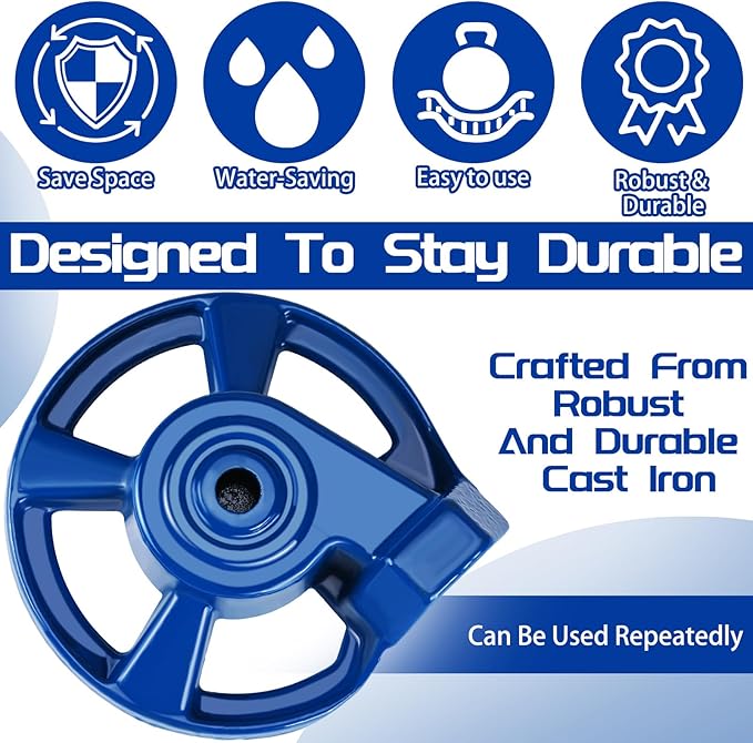 Domensi 1 Pack Cast Iron Circular Spot Sprinkler Reliable Metal American Threaded Joints Water Sprinkler for Lawn Garden Yard Irrigation System, Blue
