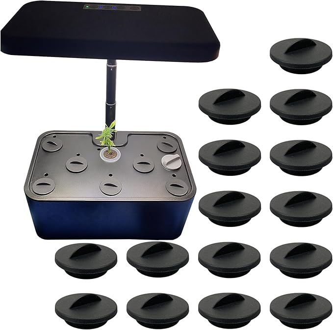 Plant Spacer Caps Compatible with Aerogarden Harvest, Bounty, Farm, Extra, Ultra All Models, Pod Covers Hole Covers for Indoor Growing System, Hydroponic Plant Spacers Cover Lids (Black, 15 Pack)