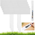 10 Set Jumbo Outdoor Plant Label Stakes Waterproof Nursery Garden Markers Plastic T Type Plant Tag Identification Stake with Marker Pen for Herb Vegetable Flowers, 12" High(White)