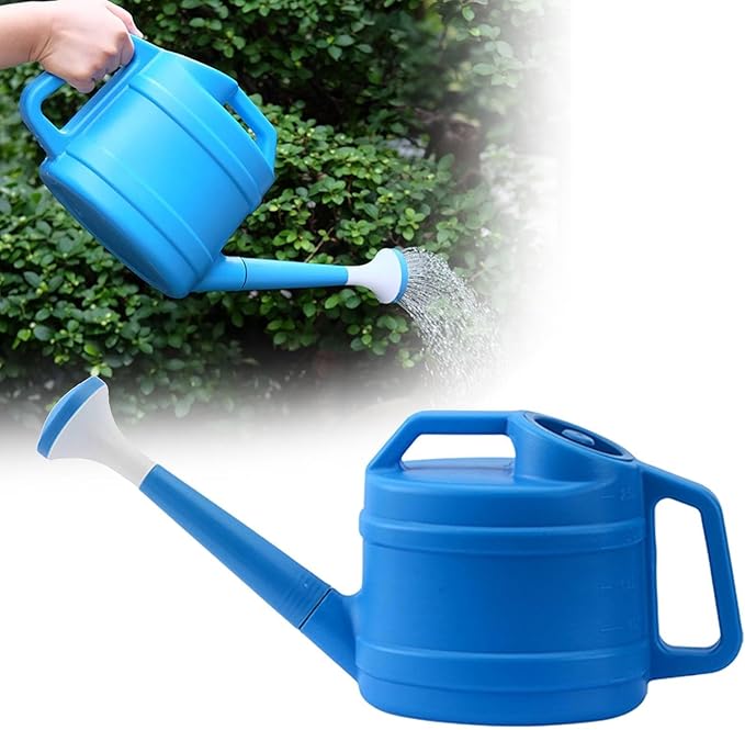 2 Gallon Watering Can, Watering Can for Outdoor Plants with Removable Long Spout, Large Plastic Watering Can for Indoor Outdoor Garden Flowers Plants (Blue)