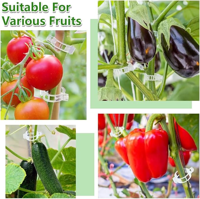 Plant Support Clips, Plastic Garden Fixing Clips for Climbing Plants Tomato Grape Vines, Greenhouse Garden Clips to Keep Plants Upright & Healthy (300, Black)
