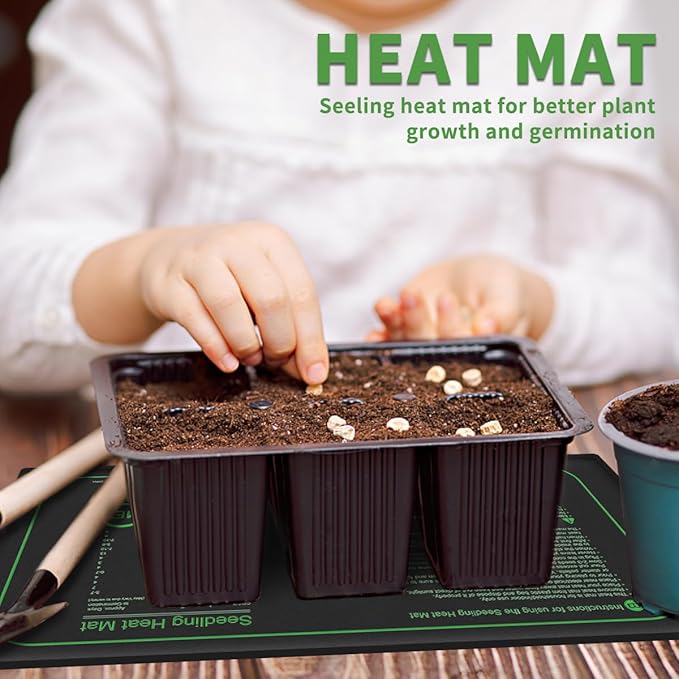 Seedling Heat Mats Linkeable Mutiple Pads,10" x 20.75" 21W Waterproof Heating Pad for Hydroponics Plant Germination Tray Seed Starting,Daisy Chain 2 Pack