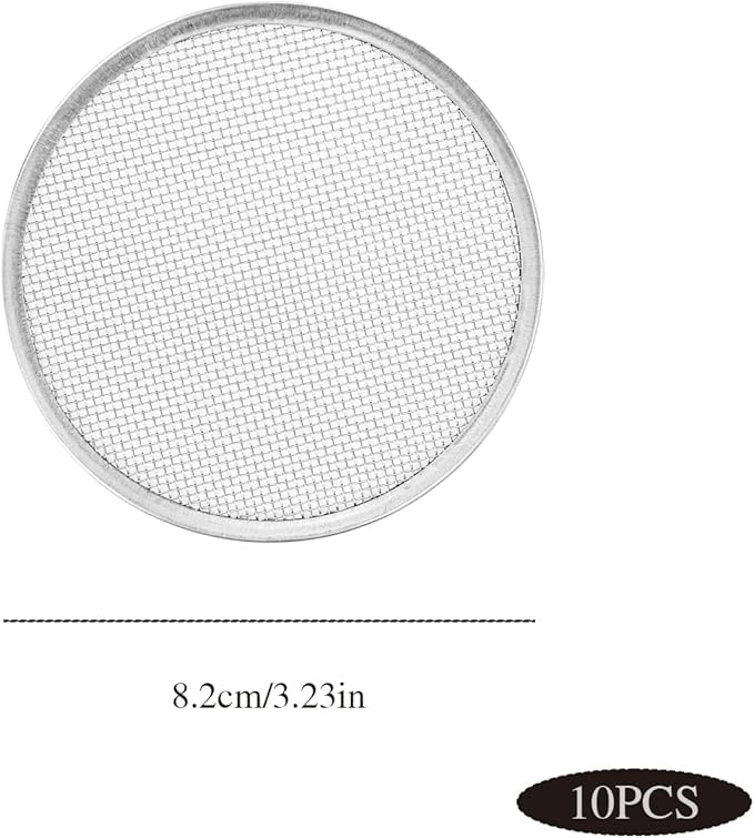 10 Pack Sprouting Lid for Mason Jar, Mesh Stainless Steel Sprouting Jars Lids, Mesh Bean Sprout Sieve Lids for Growing Bean, Seeds and Broccoli (82mm)