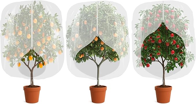 3pcs Fruit Tree Netting with Zipper and Drawstring,2.62 * 3.28 Ft Bird Garden Netting for Garden Protection,Cover for Blueberry Tomato Strawberry and Plants Protection from Insect Squirrels Birds