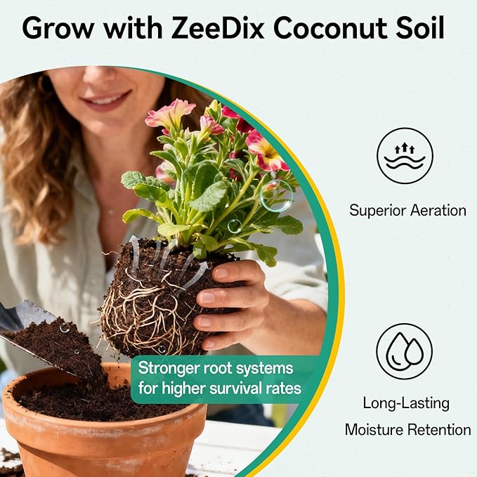 ZeeDix 200 Pcs (50mm) Compressed Coco Coir Fiber Potting Soil- Organic Coco Coir Pellet Fiber Soil for Planting Bonsai, Herbs, Plants, Flowers and Vegetables