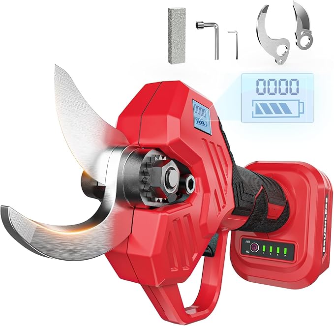 Cordless Electric Pruning Shears Compatible with Milwaukee 18V Battery, 0.8-2-Inch Cordless Portable Pole Pruner with LCD Display & Imported SK7 Steel Blades for Gardening Shears(Tool Only)