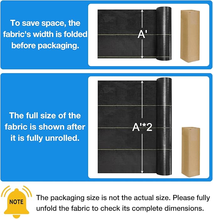 3.5oz Weed Barrier Fabric, Custom Size 1ft x 252ft Heavy-Duty Woven Landscape Fabric with Staples for Garden Weed Control & High Permeability