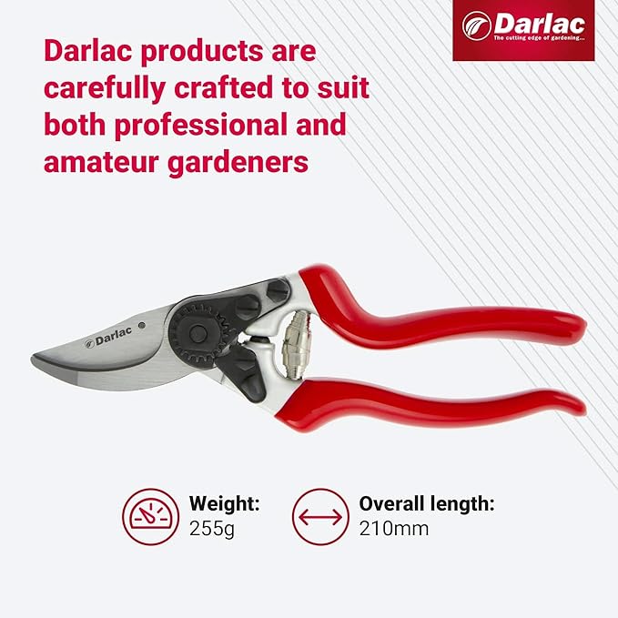 Darlac Expert Bypass Pruners, Ergonomic Hand Pruners with SK5 Carbon Steel Blade, 1-Inch Cutting Capacity, Lightweight Precision Garden Tool