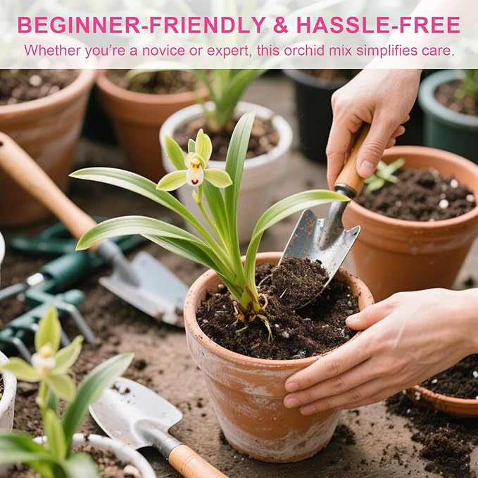 Organic Orchid Potting Mix & Bark Blend 10qt - All Natural, Fast Draining Soil for Phalaenopsis, Dendrobium, Oncidium Plants