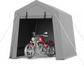 GarveeHome 6 x 8 Ft Carport Storage Shed, Portable Garage with Roll-Up Zipper Door, Heavy Duty Waterproof Tarp, Storage for Motorcycle, Bike, Firewood, Garden Tools, Grey