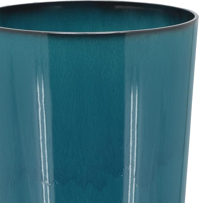 Arcadia Garden Products 25.5-inch Tall Set of 2 Teal Large Plastic Planter Pots with Drainage Plug for Indoor or Outdoor Use, Decorative Lightweight Garden Flower Pot for Porch, Patio, Deck