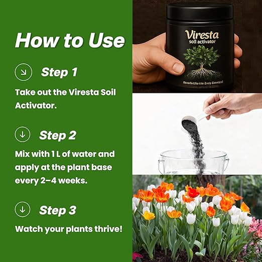 Soil Activator - Viresta Soil Revitalizer, Plant Food Enhancer, Concentrated Humic Acid Formula - Promotes Root Growth & Nutrient Uptake for Lawns, Garden, Indoor & Outdoor Plants (2Pcs)