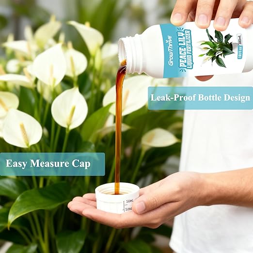 10oz Liquid Peace Lily Fertilizer & Organic Plant Food | Chemical-Free Microbial Probiotic Nutrients for Indoor Houseplants & Spathiphyllum
