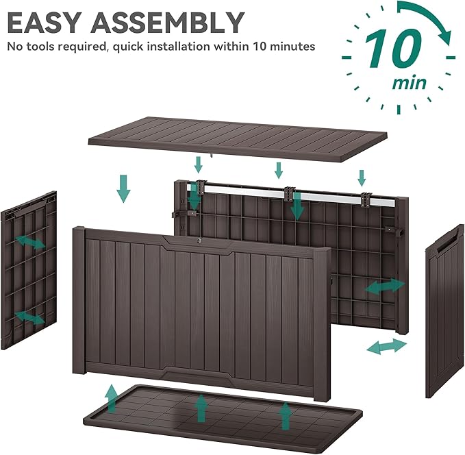 YITAHOME XXL 240 Gallon Large Outdoor Storage Deck Box for Patio Furniture, Outdoor Cushions, Garden Tools and Sports/Pools Equipment, Weather Resistant Resin, Lockable (Dark Brown)