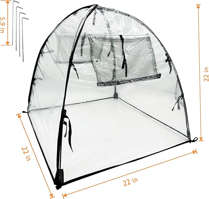 Plant Tent Freeze Protection, Winter Plant Cover Freeze Protection 22" x 22" x 22"Clear Outdoor Garden Frost Cover, Transparent Waterproof Freeze Tent for Outdoors Potted Plants, 1 Pack