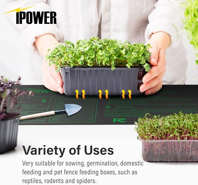iPower GLHTMTPROLX2 2 Pack Upgraded Carbon Film 48" x 20.75" Seedling Heat Mat Durable Waterproof Indoor Warm Hydroponic Plant Germination Starting Pad