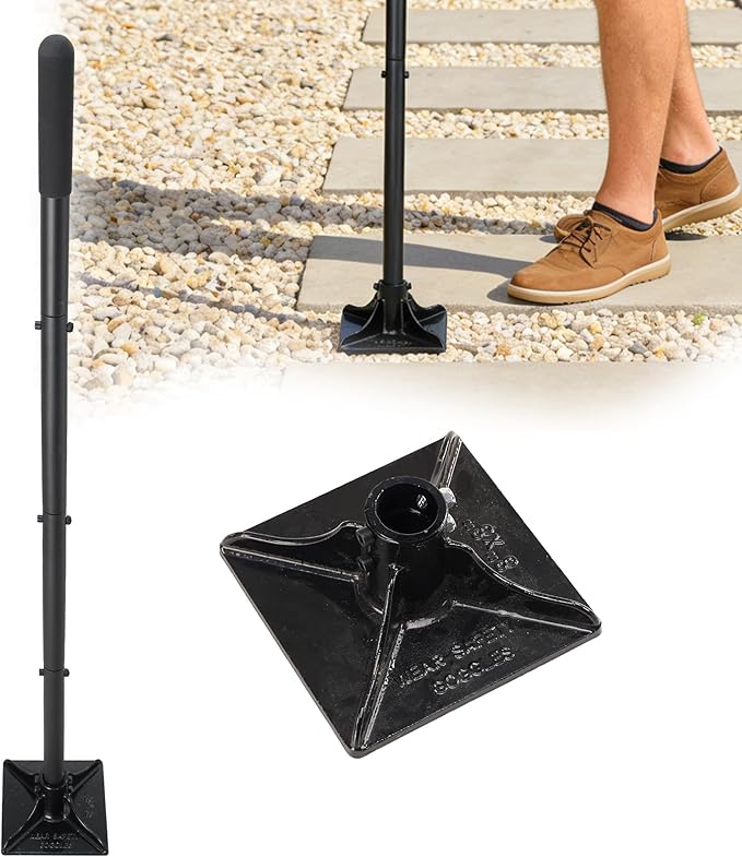 Tamper Tool with Detachable Long Handle, 59 Inch Manual Heavy Duty Soil Compactor for Pavers, Stones, Lawn Edging, Fence Post Installation, Black