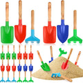 Gisafai 24 Pcs Kids Gardening Tools Set Metal Kids Garden Tools with Sturdy Wooden Handle Safe Toddler Gardening Set Shovel and Rake for Summer Beach Camping Outdoor Digging Sand Play