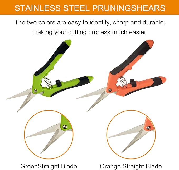 5 Pack Pruning Shears, Garden Shears with Gardening gloves, Garden Clippers Handheld, Straight Stainless Steel Garden Snips, Gardening Shears, Garden Scissors, Lengnoyp Pruners for Gardening