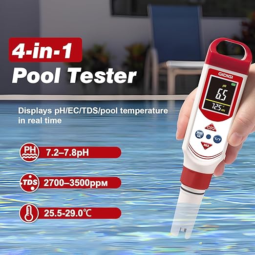 pH EC Meter for Hydroponic, Digital pH TDS EC ppm Tester with Color Screen Display, High Accuracy pH Pen Probe for Drinking Water, Nutrient Solution, Aquariums, Pools & Home Use