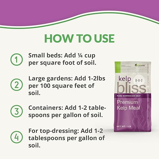 Neem Bliss (1lb) + Kelp Meal (1lb) - Neem Cake for Plants & Kelp Meal Organic Fertilizer - Kelp Fertilizer for Plants - Neem Seed Meal Fertilizer - Natural Plant Food Rich in Vitamins & Nutrients