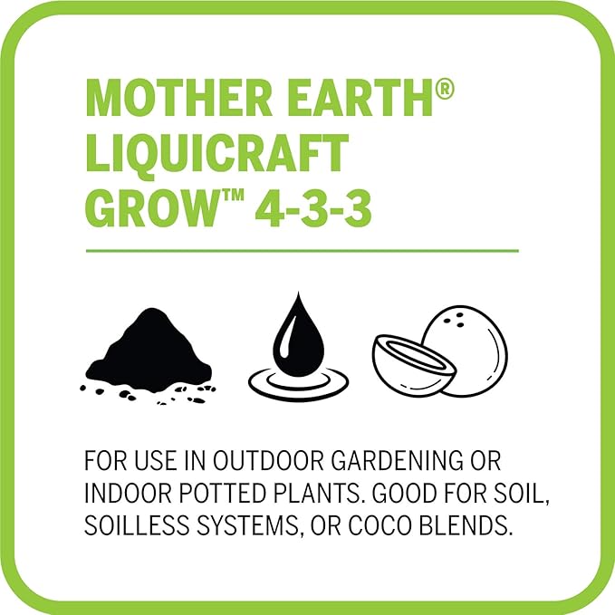 Mother Earth Products LiquiCraft Grow 4-3-3 and Mother Earth LiquiCraft Bloom 2-4-4 Liquid Fertilizer Bundle, 1 Quart Each,White