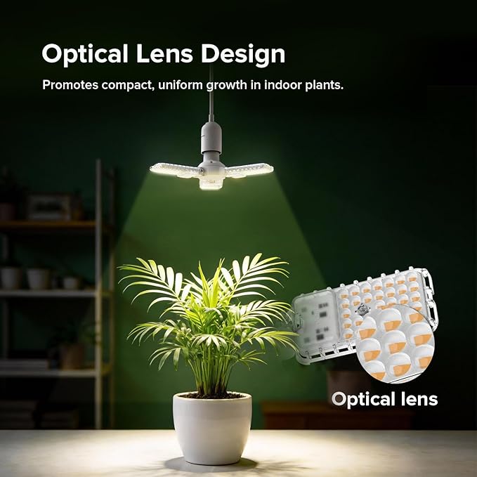 SANSI Hanging Grow Lights for Indoor Plants, 30W High PPFD Full Spectrum with Timer, 180° Adjustable Wings LED Pendant Plant Lights for Indoor Growing, 16.4FT Power Cord, for Tall Large Plants