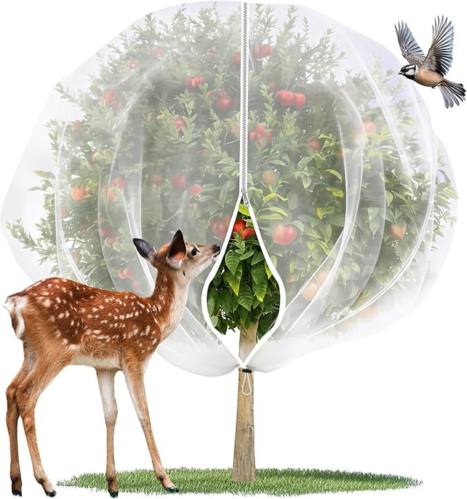 15X15 Feet Large Fruit Tree Netting Garden Netting with Zipper and Drawstring Plant Netting Insect Bird Cover for Fruits Vegetables Tree Garden Shrubs Protection