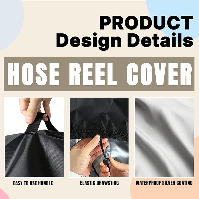 Hose Reel Cover,Waterproof Covers for Retractable Garden Hoses Reels,Heavy Duty Shield for Meatal Hose-Storage(18.5x25.5x16in,Black)