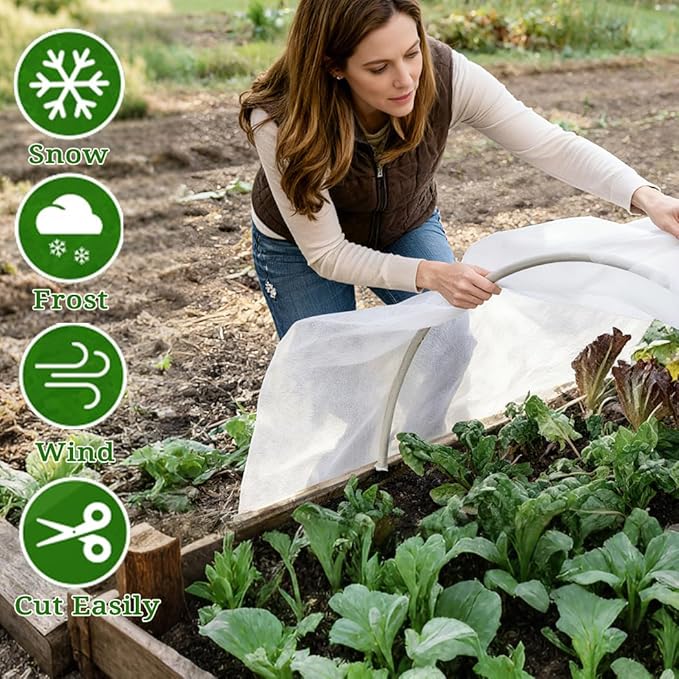 Plant Covers Freeze Protection with Ultra Fine Mesh Reusable Floating Row Cover for Plants Vegetables Flowers Fruits Frost Sun Protection 1.2oz/yd² (8x20ft)