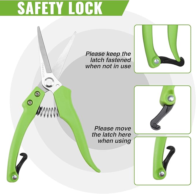 WORKPRO Garden Clippers, 2 Pcs Flower Scissors Include 8" Bypass Pruner and 8.5'' Straight Blade Shear, Professional Pruning Shears Kit for Cutting Flowers, Trimming Plants, Fruits Picking
