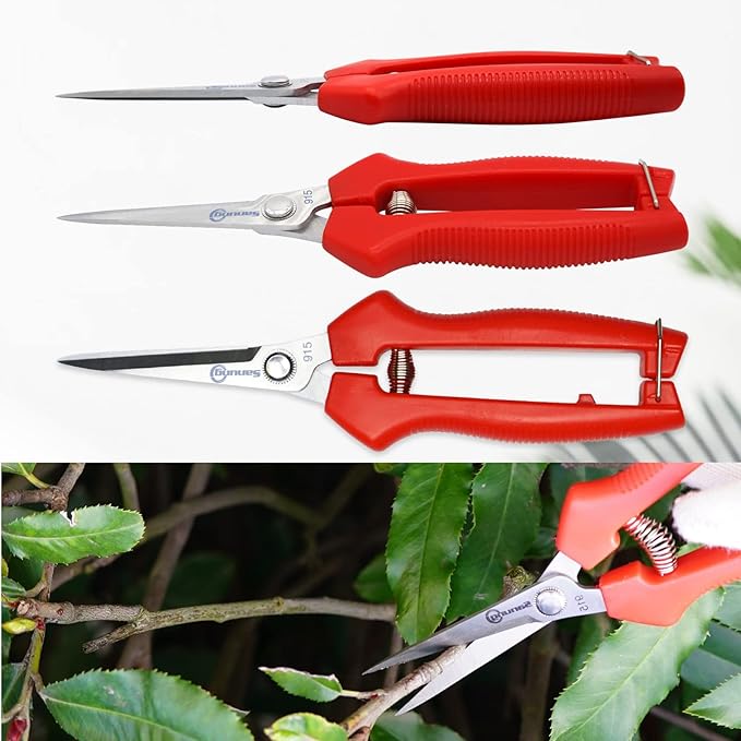 Sanung 2 PACK Straight Stainless Steel Pruning Shears, Hand Pruner Garden Trimmer Scissors with PVC Handle Safety Lock, Ideal for Gardening, Tree Trimming