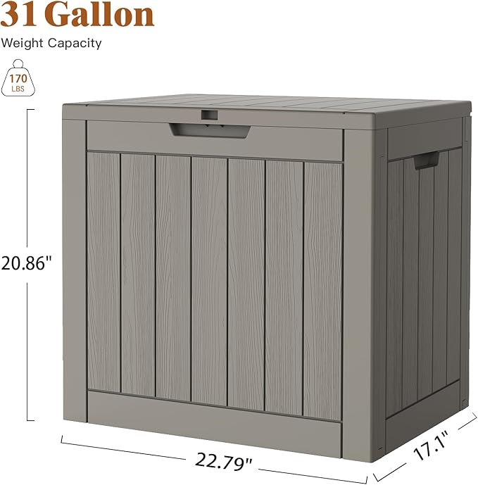 Outdoor Storage Box 22 Gallon, Deck Box Waterproof, Small Storage Bins with lids, Weatherproof Resin Lockable Storage for Secure Package Deliveries & Indoor Storage in Garden or Patio, Yard