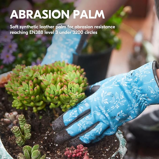 Vgo... Gardening Gloves for Women,Puncture-proof,Thornproof,Safety Work Gloves for Weeding,Digging,Touchscreen,Synthetic Leather(M,Blue,SL7476)
