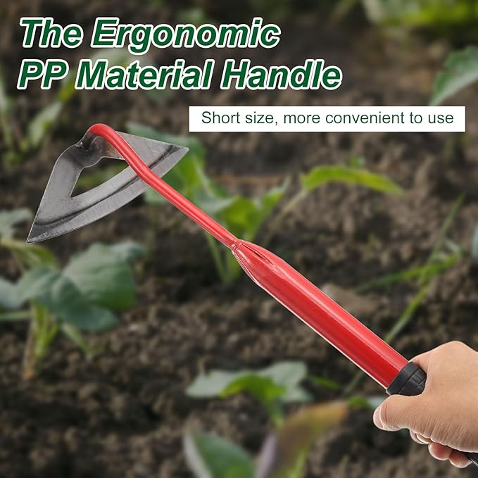 HARFINGTON 2pcs Garden Hollow Hoe 16.14" x 6.5" Steel Hoe Garden Tool Anti-Rust with Non-Slip Handle Edger Weeder Shovel for Backyard Loosening Farm Planting Weeding, Red