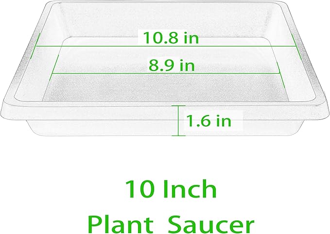 Square Plant Saucer 10 Inch 4 Pack, Plant Drip Trays and Flower Pot Saucers，Doubles Plant Water Catcher Tray, Plant Trays for Indoors No Holes, Plant Drainage Tray Saucers for Potted Plants