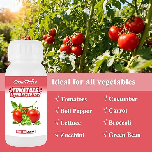 10oz Organic Tomato & Vegetable Liquid Plant Food, Garden Plant Fertilizer for All Types of Tomatoes, Peppers, Pumpkin, Zucchini, Broccoli, Other Vegetables