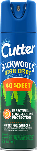 Cutter Backwoods High DEET Insect Repellent 11 oz, Aerosol, with 40% DEET