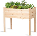 Raised Garden Bed with Legs, 32x16x30 inch Wood Elevated Planter with Protective Liner for Vegetable Flower Herb, Outdoor Planter Box Kit for Balcony Patio Backyard, Natural