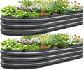 KING BIRD Raised Garden Bed Galvanized Planter Garden Box Outdoor for Gardening, Vegetables, Flowers, 75% Fewer Screws, Faster Assembly, Dark Grey 2PCS, 74x35x12 in