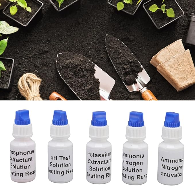Soil Test Liquid Solution, PH Nitrogen Phosphorus Potassium Measuring Soil Test Kit, Accurate Nutrient and pH Analysis with Recommendations Tailored to Your Soil Plant Needs,Grow The Best Lawn Garden