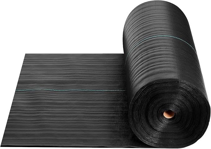 VEVOR Weed Barrier Fabric Heavy Duty, 3x100FT 5oz Landscape Fabric, Woven Weed Blocker Fabrics, Garden Fabrics Weeds Barrier, Weeds Control Ground Cover, Geotextile Webbing, Gardening Mat, Black